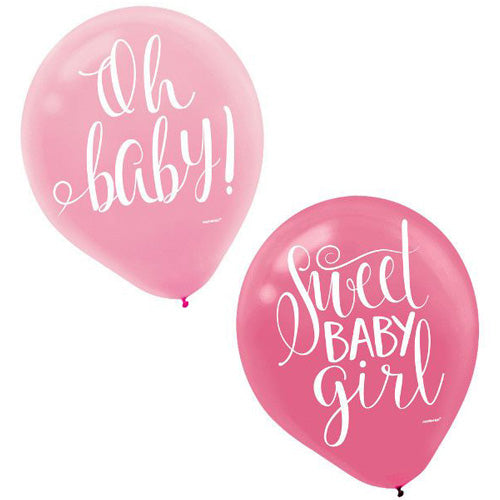 Baby Shower - Floral Baby Girl Latex Balloons 12in, 15pcs Online Sale