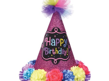 Birthday Chic Paper & Fabric Cone Hat For Cheap