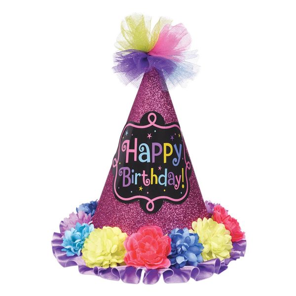 Birthday Chic Paper & Fabric Cone Hat For Cheap