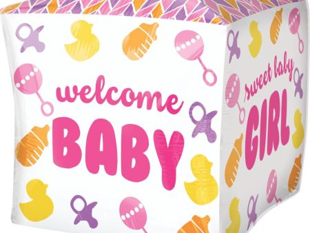 Baby Girl Chevron & Icons UltraShape Cubez Balloon 38cm Online now